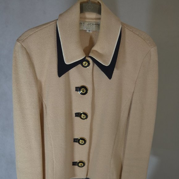 (BEAUTIFUL) ST. JOHN COLLECTION BLACK & TAN SKIRT SET SIZE 6 /6 - Picture 3 of 11